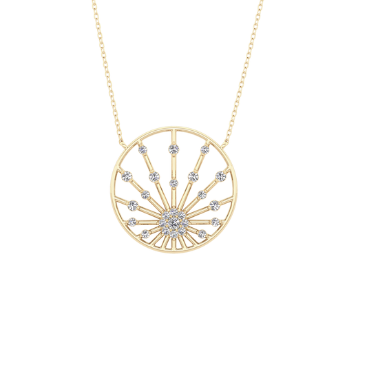 0.28 TCW Round Lab Grown Diamond Multi Stone Sunrise Necklace