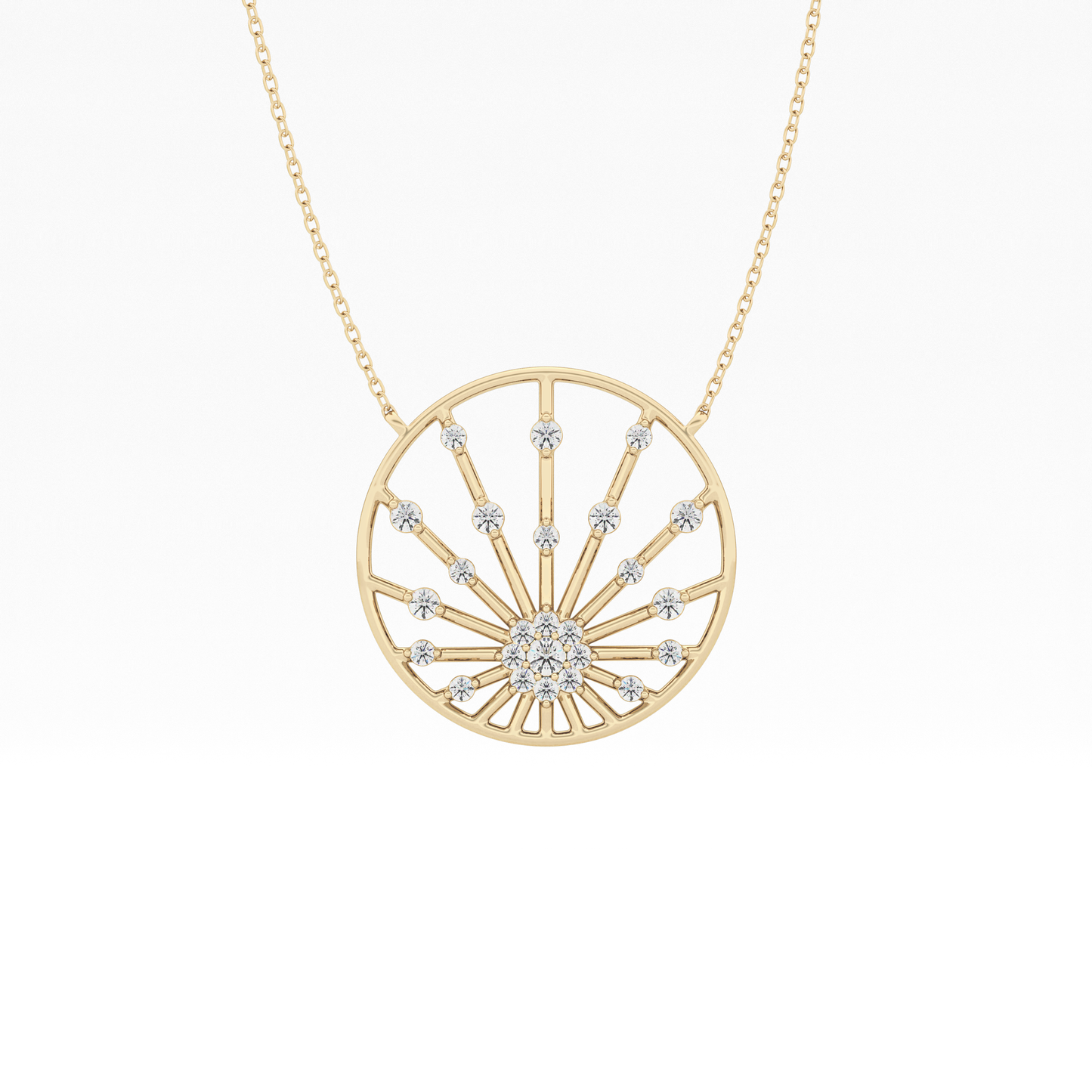 0.28 TCW Round Lab Grown Diamond Multi Stone Sunrise Necklace