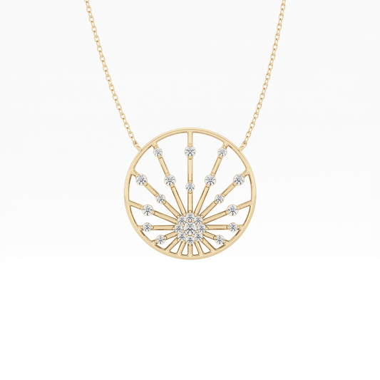 0.28 TCW Round Lab Grown Diamond Multi Stone Sunrise Necklace