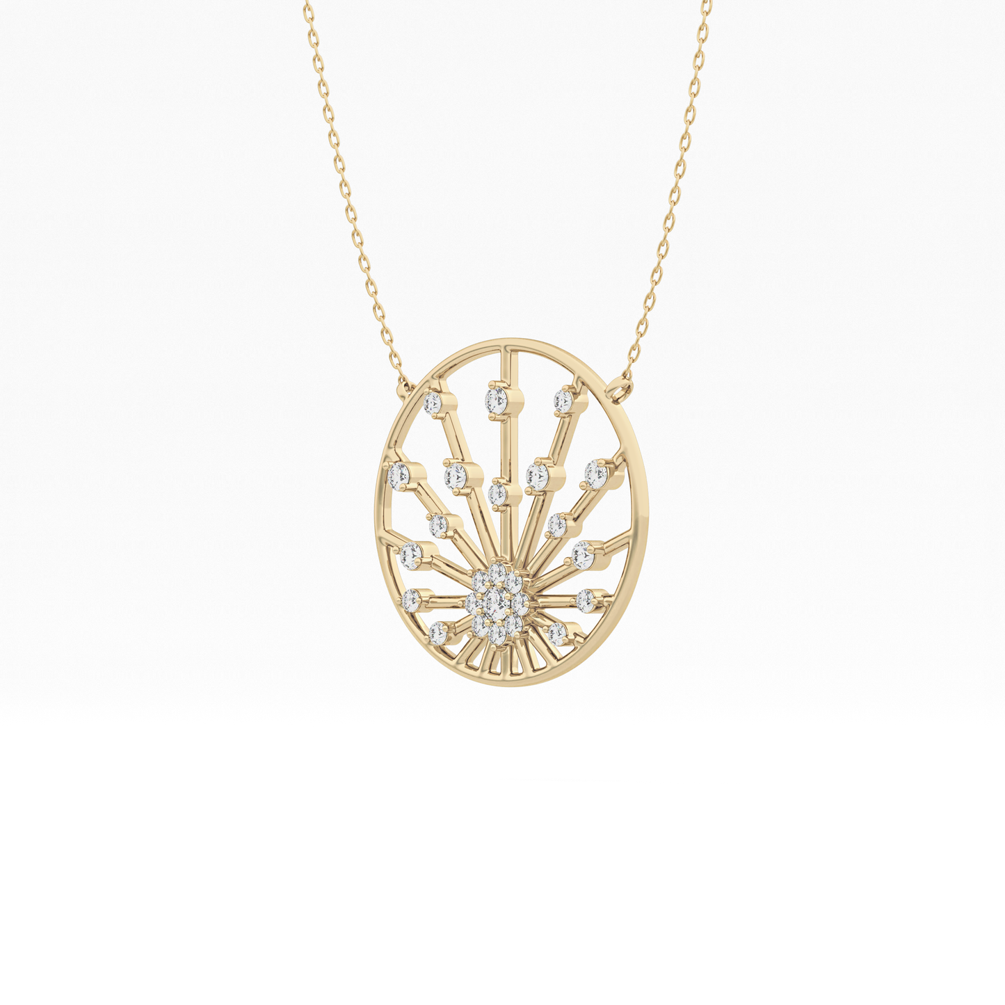 0.28 TCW Round Lab Grown Diamond Multi Stone Sunrise Necklace