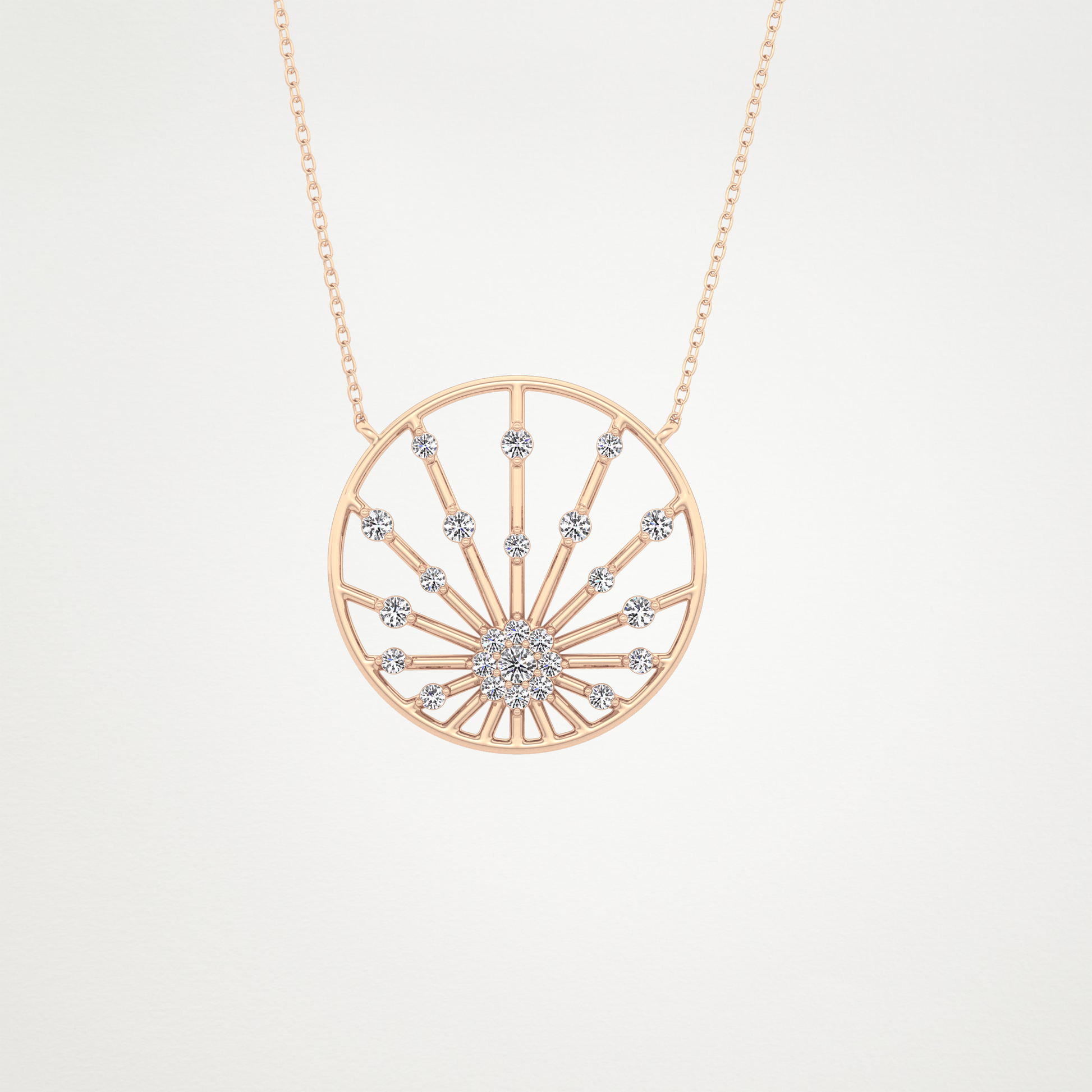 0.28 TCW Round Lab Grown Diamond Multi Stone Sunrise Necklace