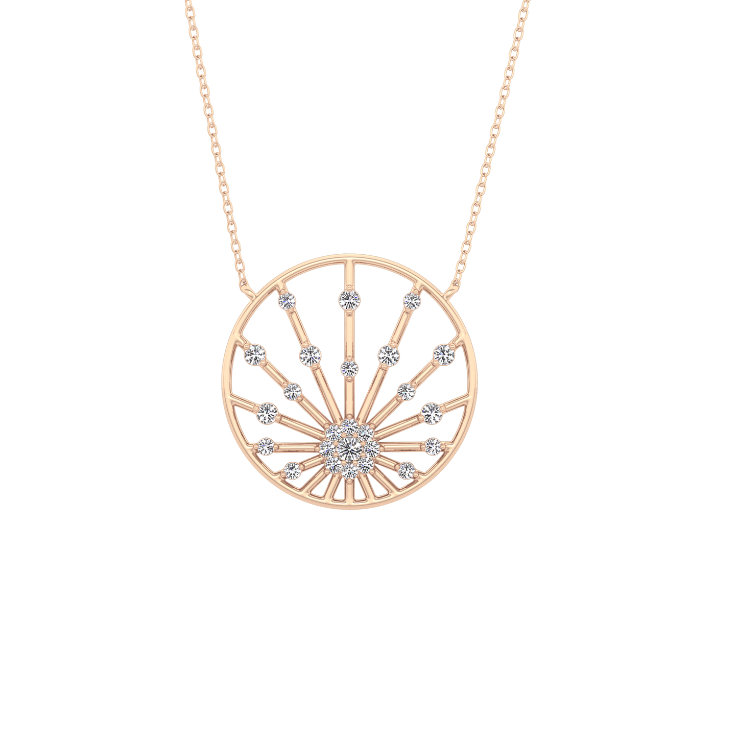 0.28 TCW Round Lab Grown Diamond Multi Stone Sunrise Necklace