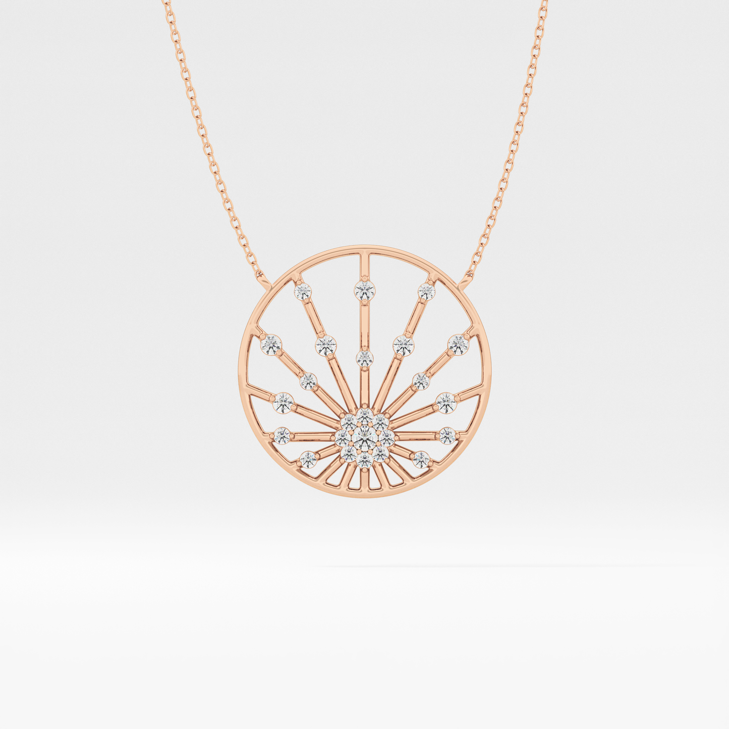 0.28 TCW Round Lab Grown Diamond Multi Stone Sunrise Necklace