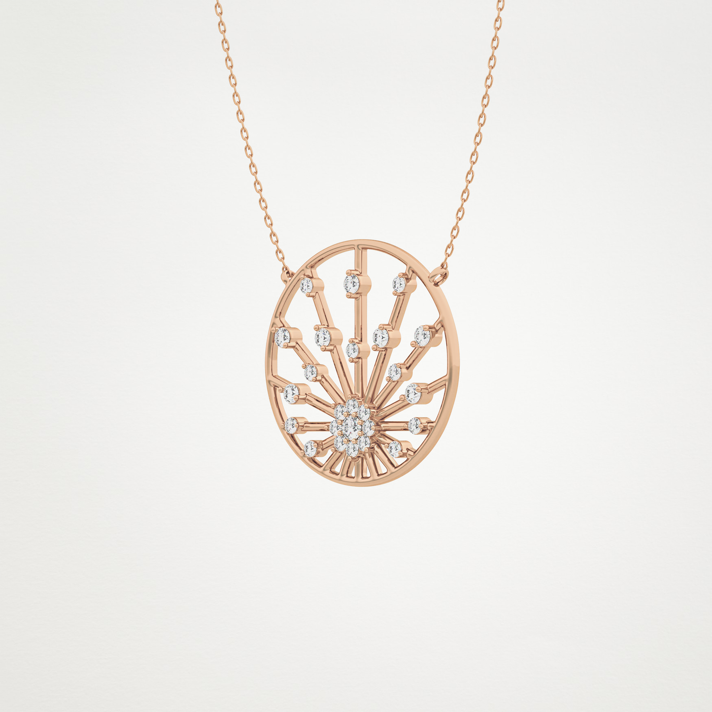 0.28 TCW Round Lab Grown Diamond Multi Stone Sunrise Necklace