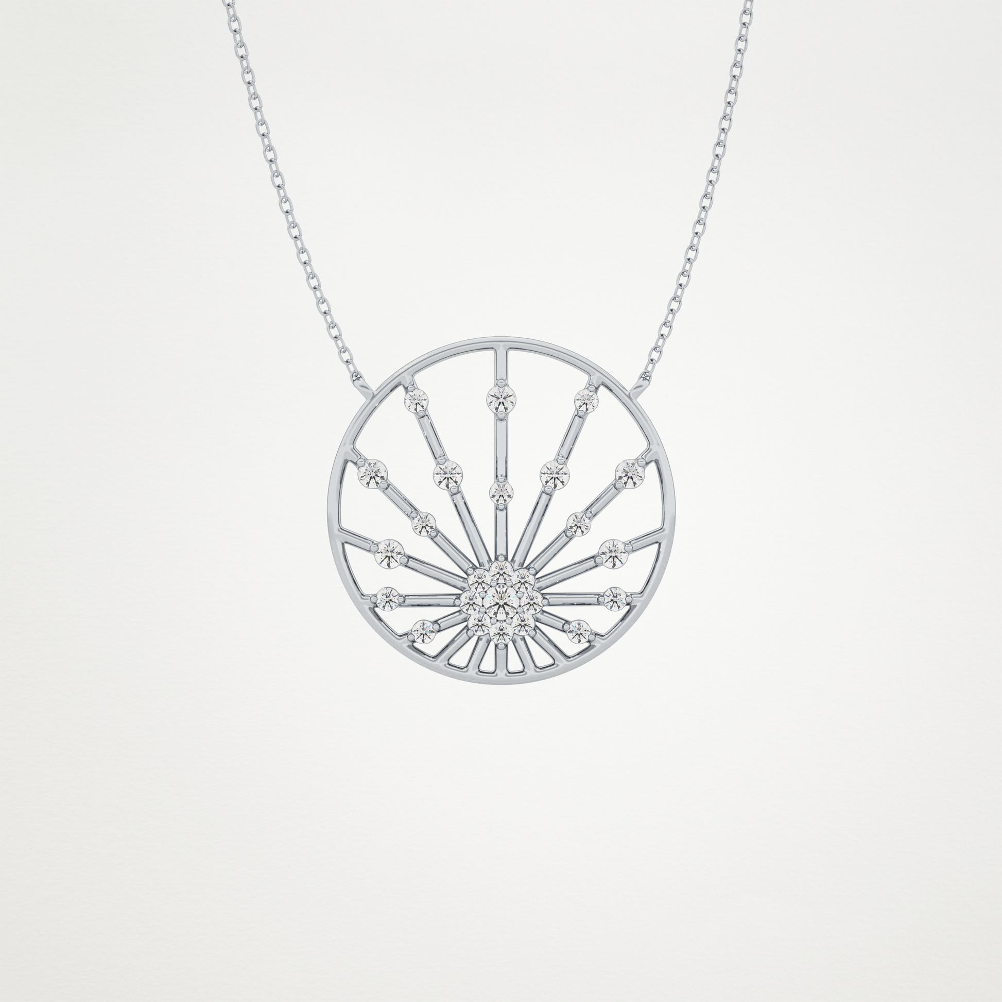 0.28 TCW Round Lab Grown Diamond Multi Stone Sunrise Necklace