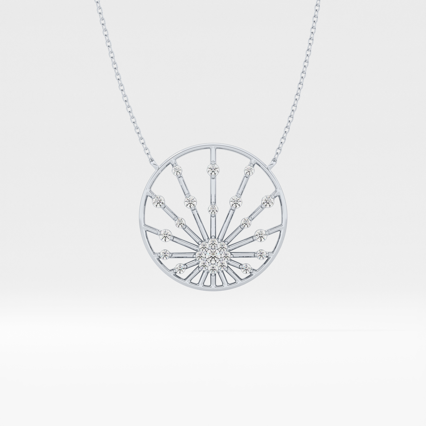 0.28 TCW Round Lab Grown Diamond Multi Stone Sunrise Necklace