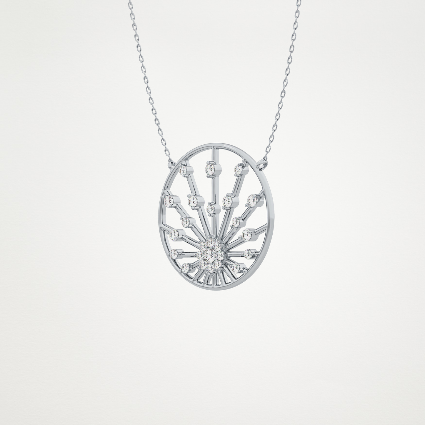 0.28 TCW Round Lab Grown Diamond Multi Stone Sunrise Necklace
