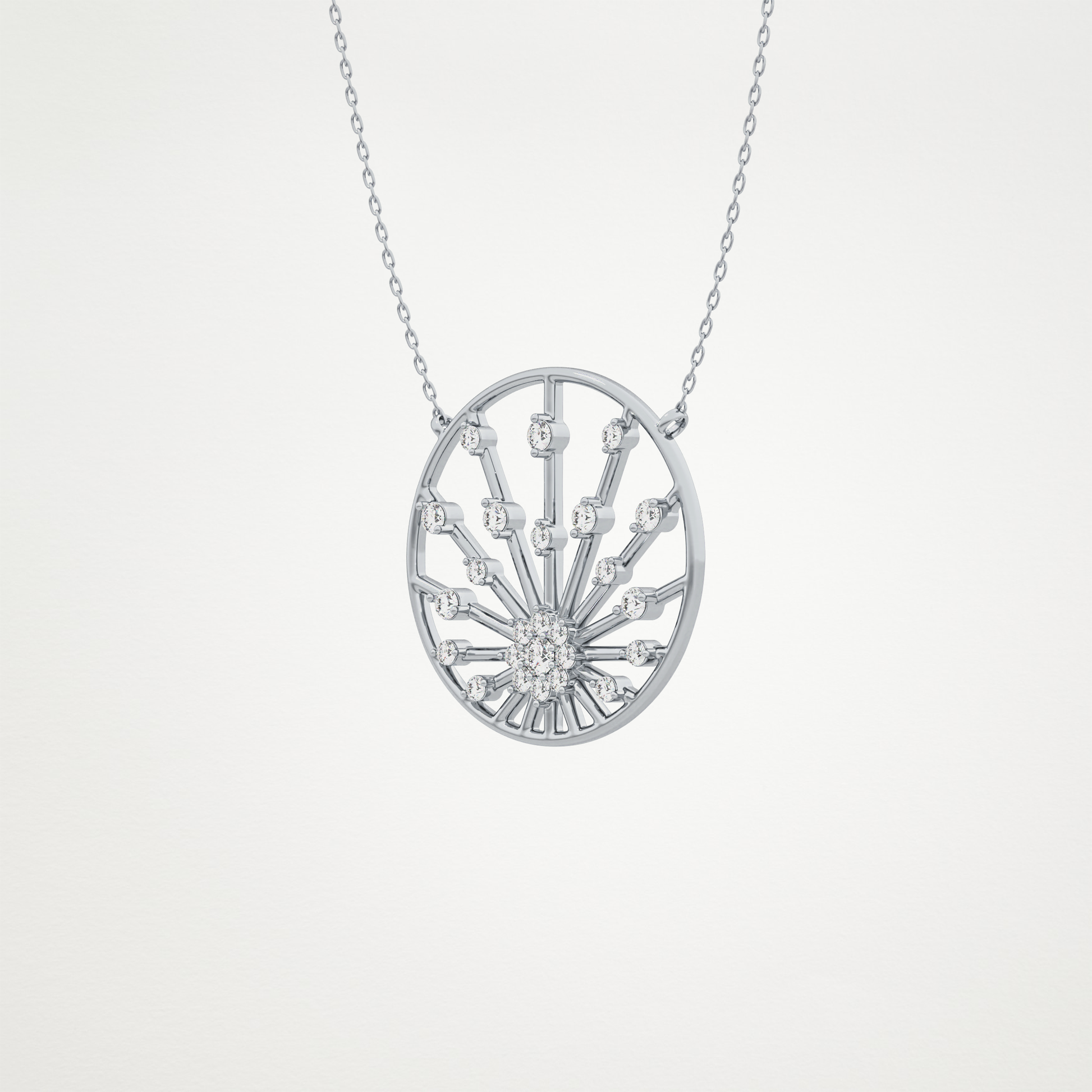 0.28 TCW Round Lab Grown Diamond Multi Stone Sunrise Necklace