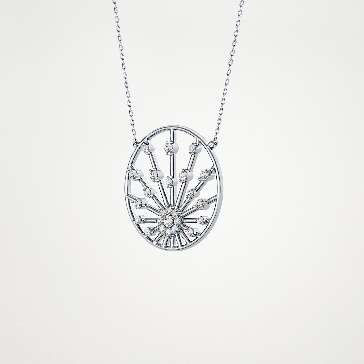 0.28 TCW Round Lab Grown Diamond Multi Stone Sunrise Necklace