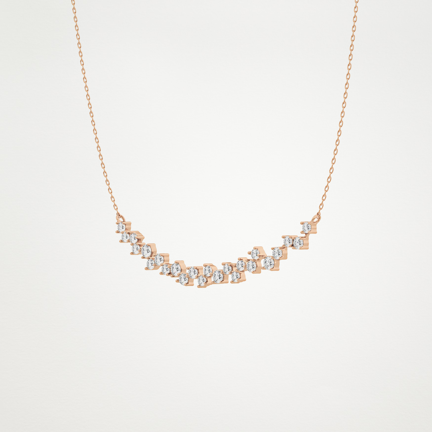 0.65 TCW Round Lab Grown Diamond Multi Stone Necklace
