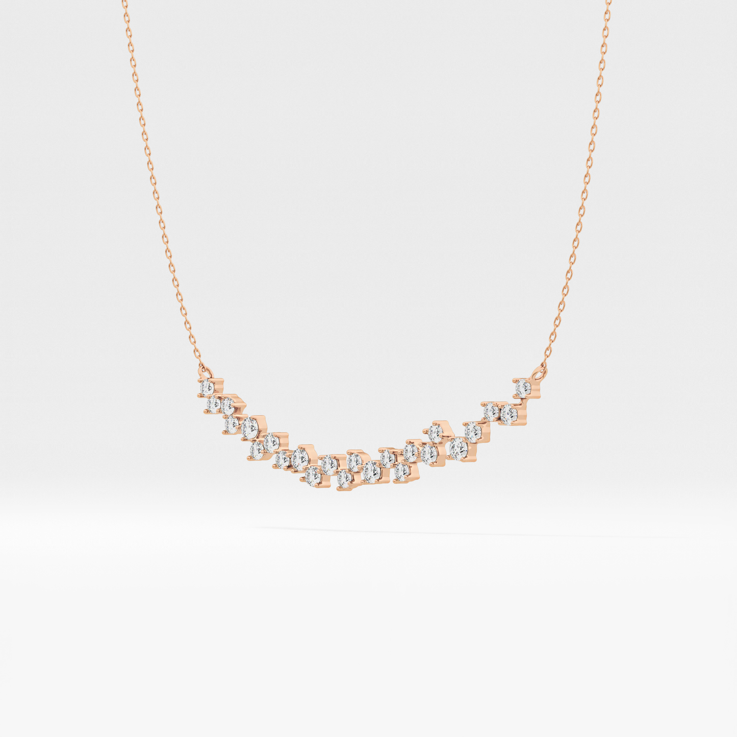 0.65 TCW Round Lab Grown Diamond Multi Stone Necklace