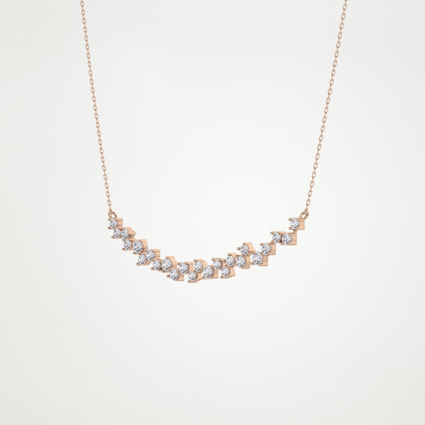 0.65 TCW Round Lab Grown Diamond Multi Stone Necklace