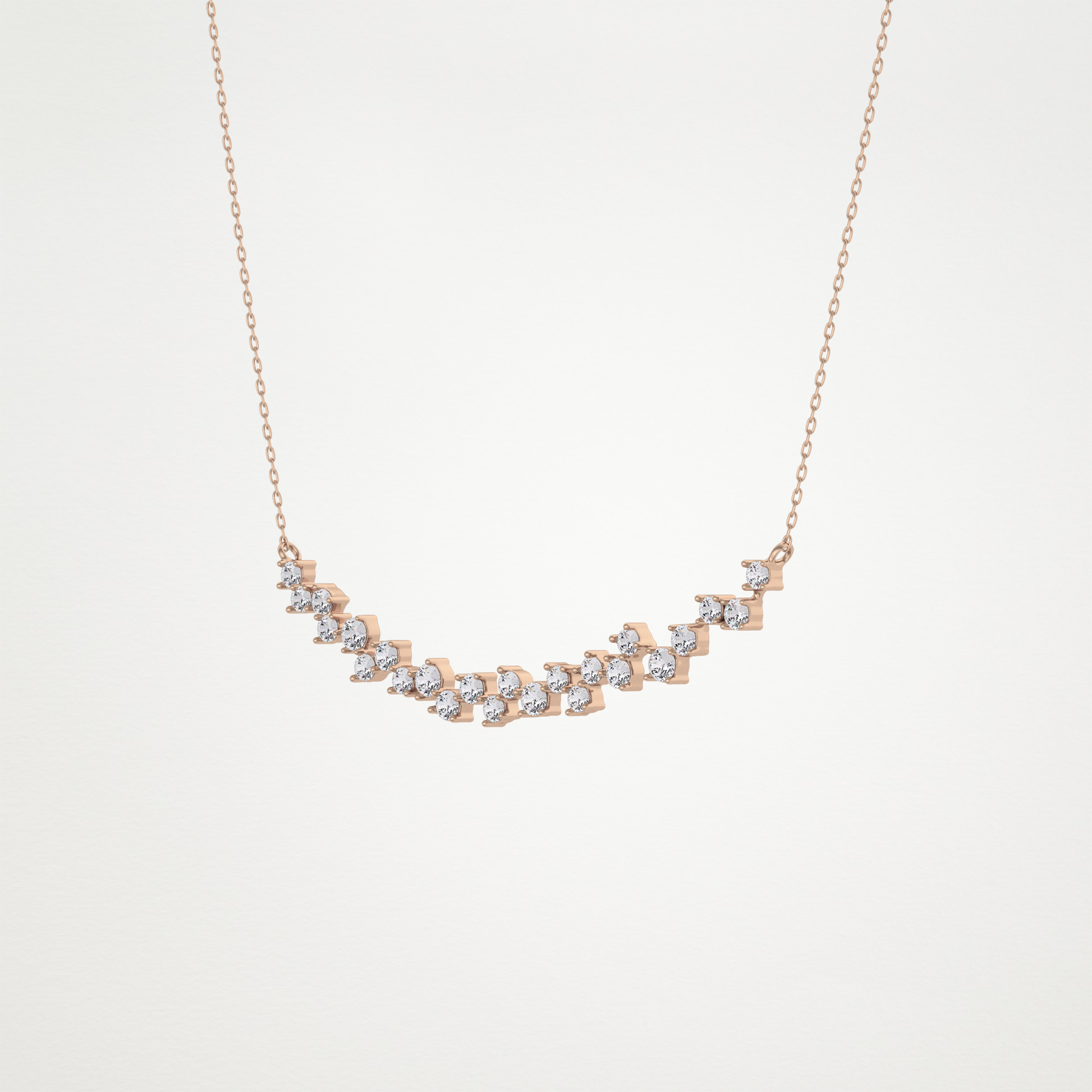 0.65 TCW Round Lab Grown Diamond Multi Stone Necklace
