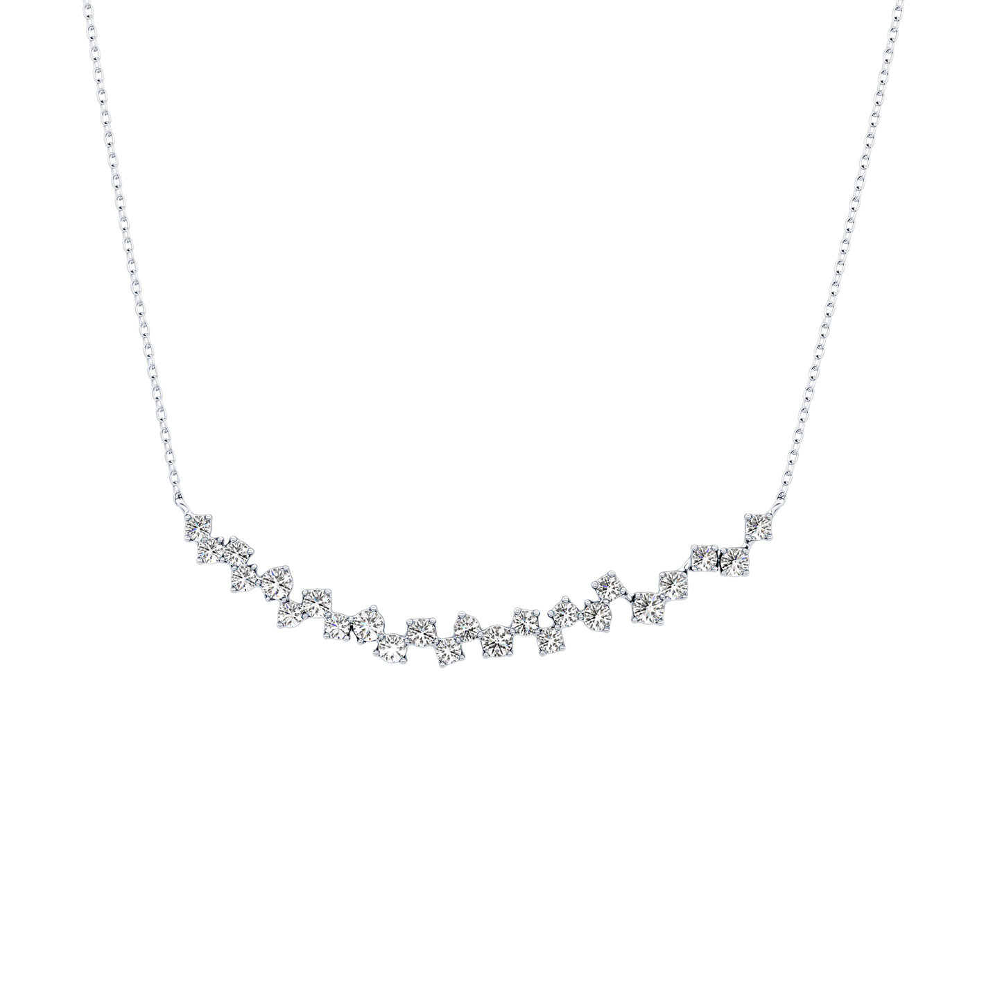 0.65 TCW Round Lab Grown Diamond Multi Stone Necklace