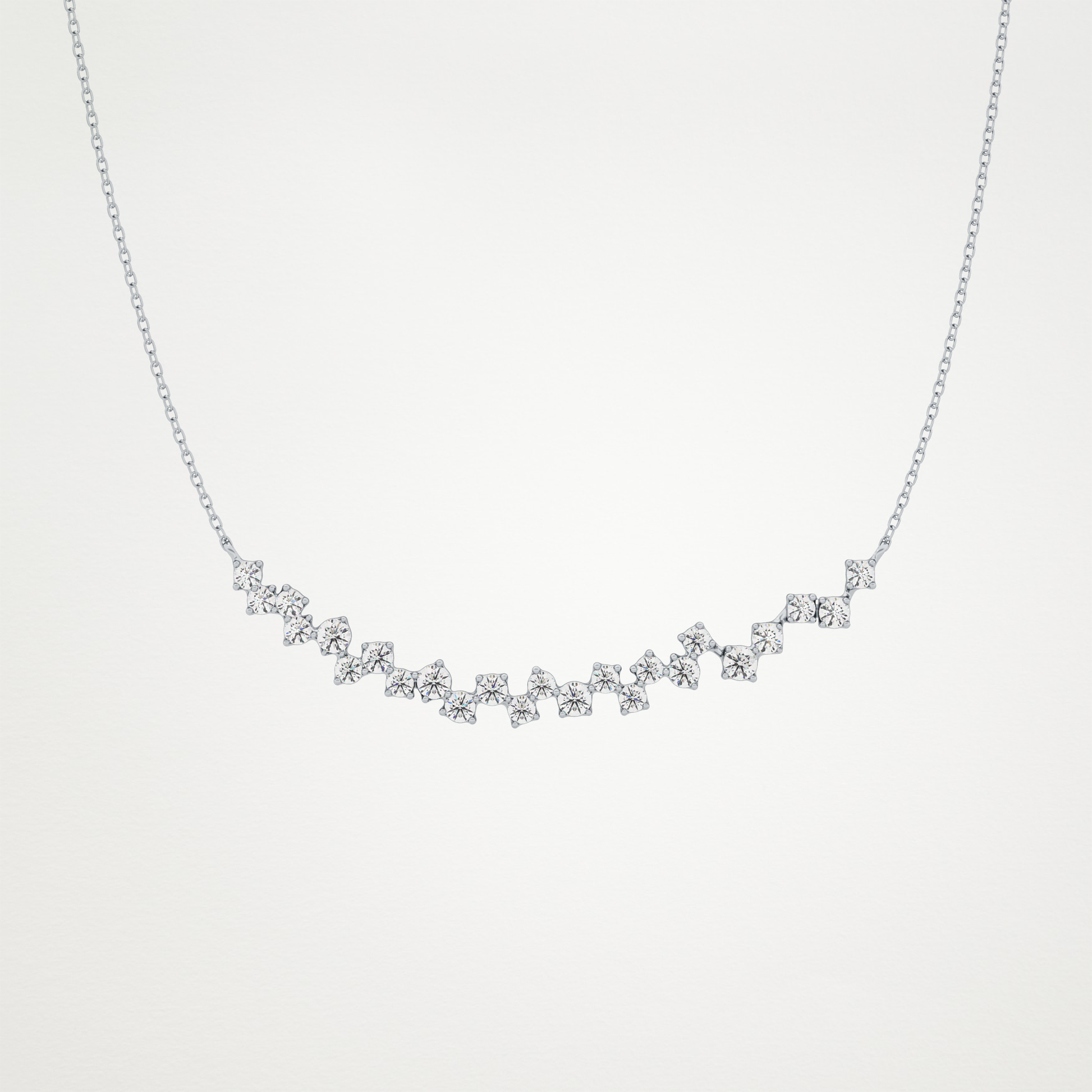 0.65 TCW Round Lab Grown Diamond Multi Stone Necklace