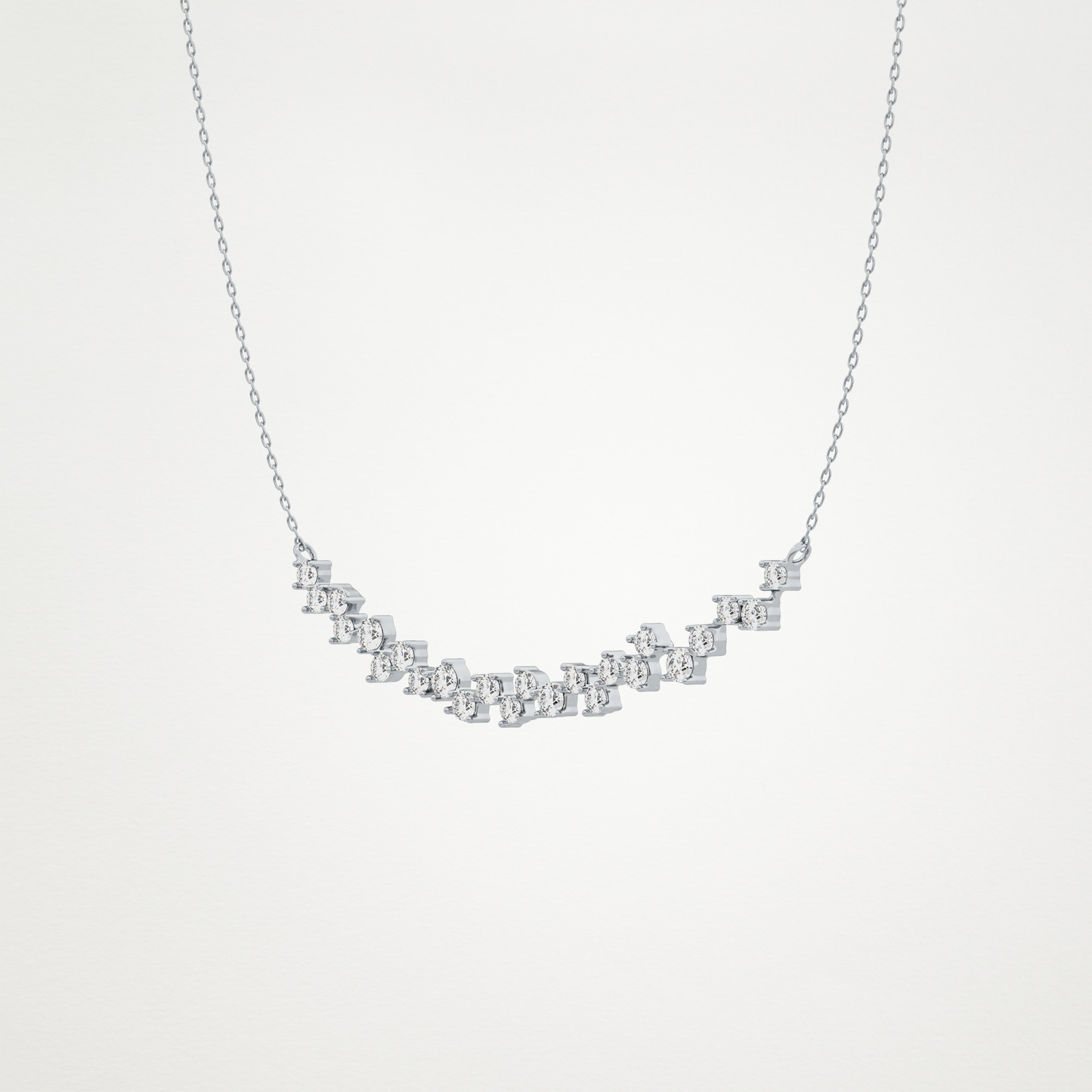 0.65 TCW Round Lab Grown Diamond Multi Stone Necklace