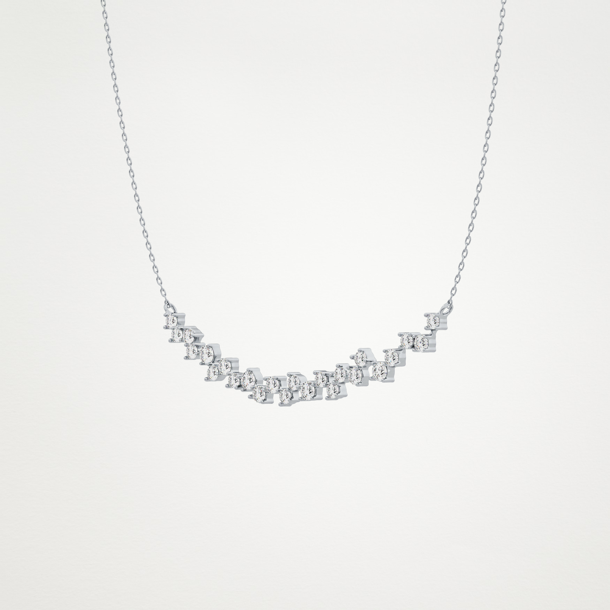 0.65 TCW Round Lab Grown Diamond Multi Stone Necklace