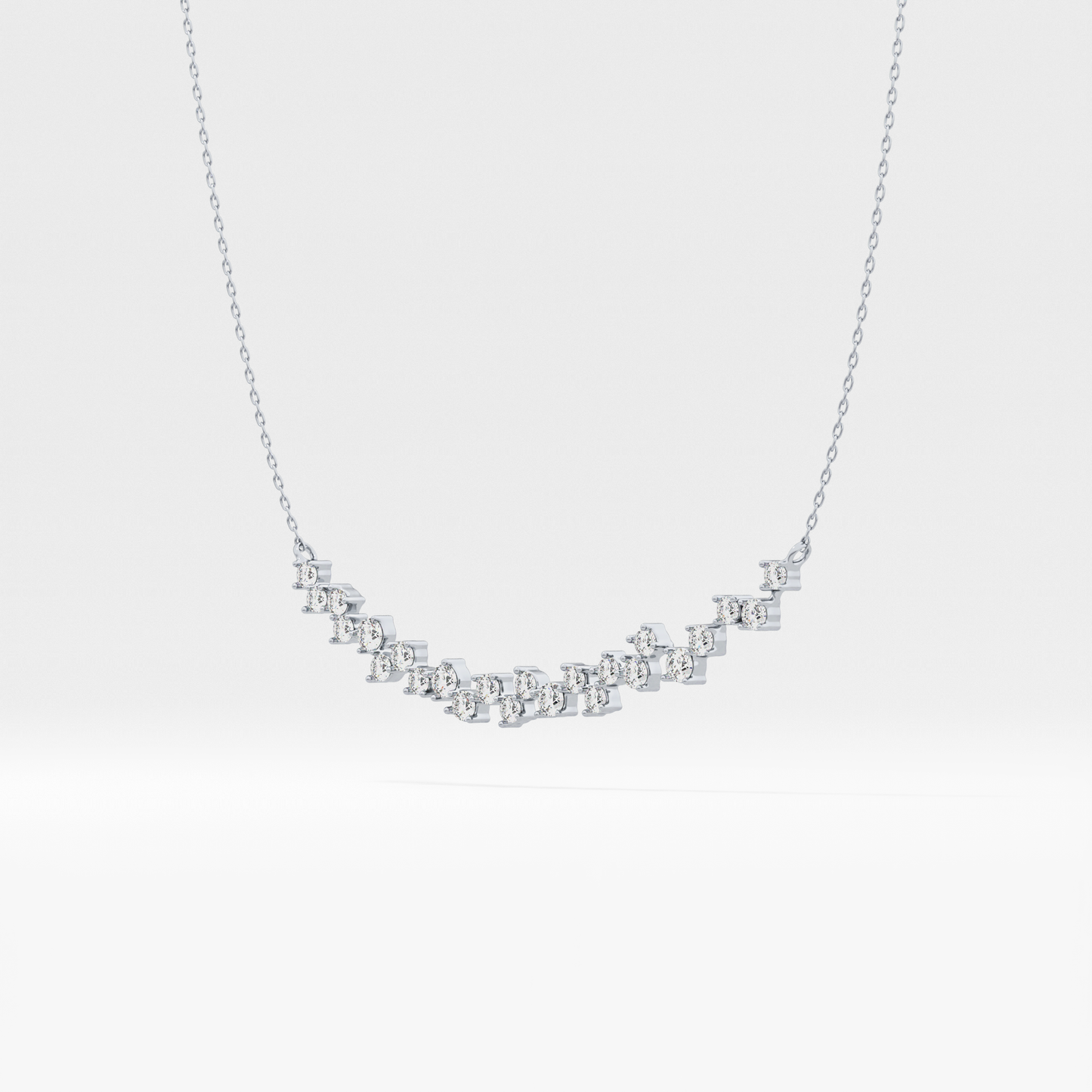 0.65 TCW Round Lab Grown Diamond Multi Stone Necklace