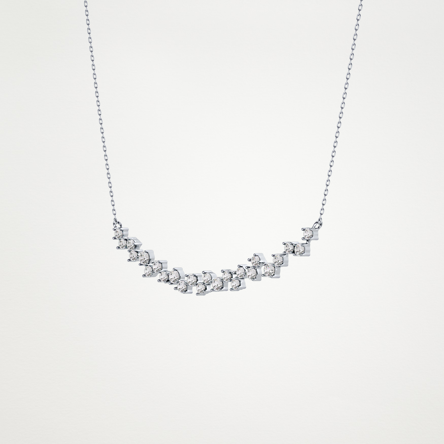 0.65 TCW Round Lab Grown Diamond Multi Stone Necklace