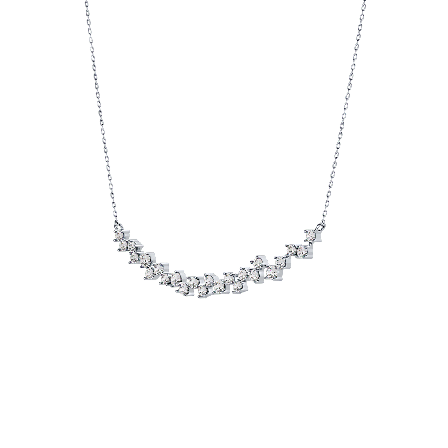 0.65 TCW Round Lab Grown Diamond Multi Stone Necklace