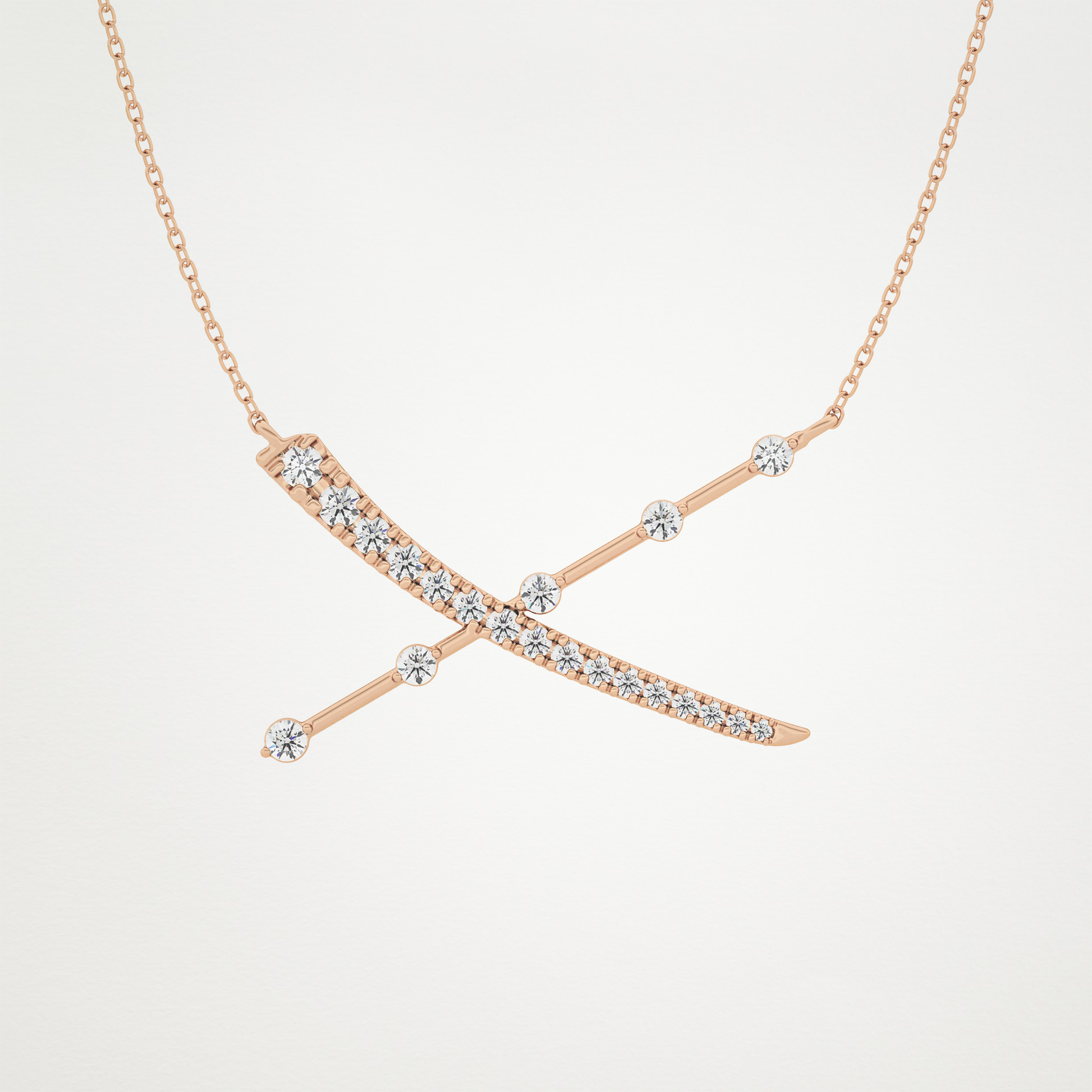 0.34 TCW Round Lab Grown Diamond X Necklace