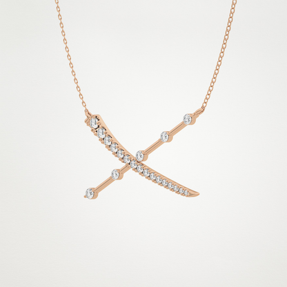 0.34 TCW Round Lab Grown Diamond X Necklace