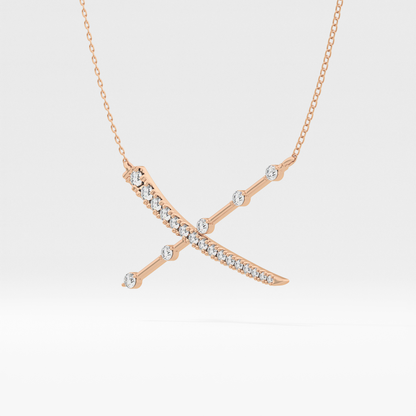 0.34 TCW Round Lab Grown Diamond X Necklace