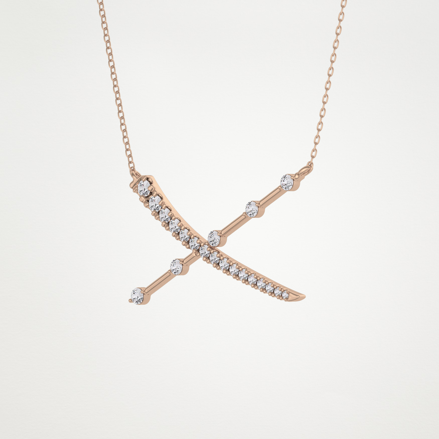 0.34 TCW Round Lab Grown Diamond X Necklace
