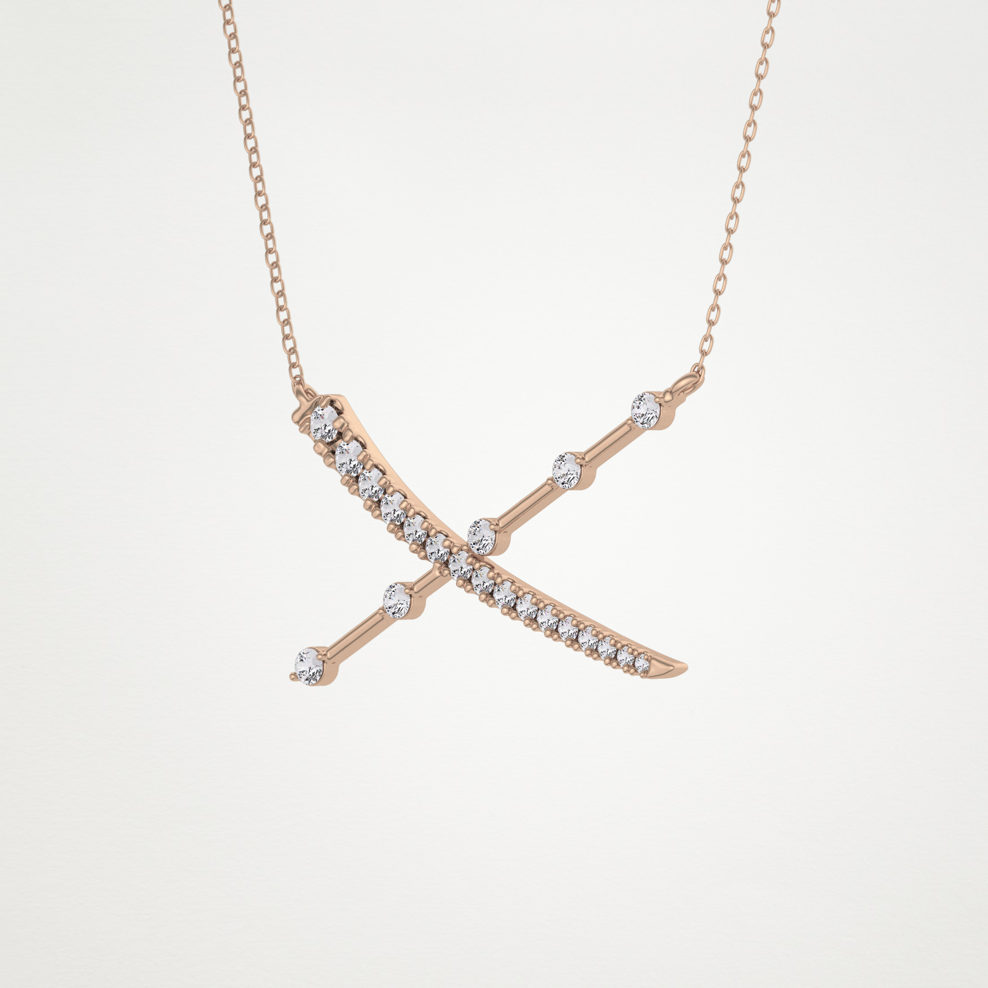 0.34 TCW Round Lab Grown Diamond X Necklace