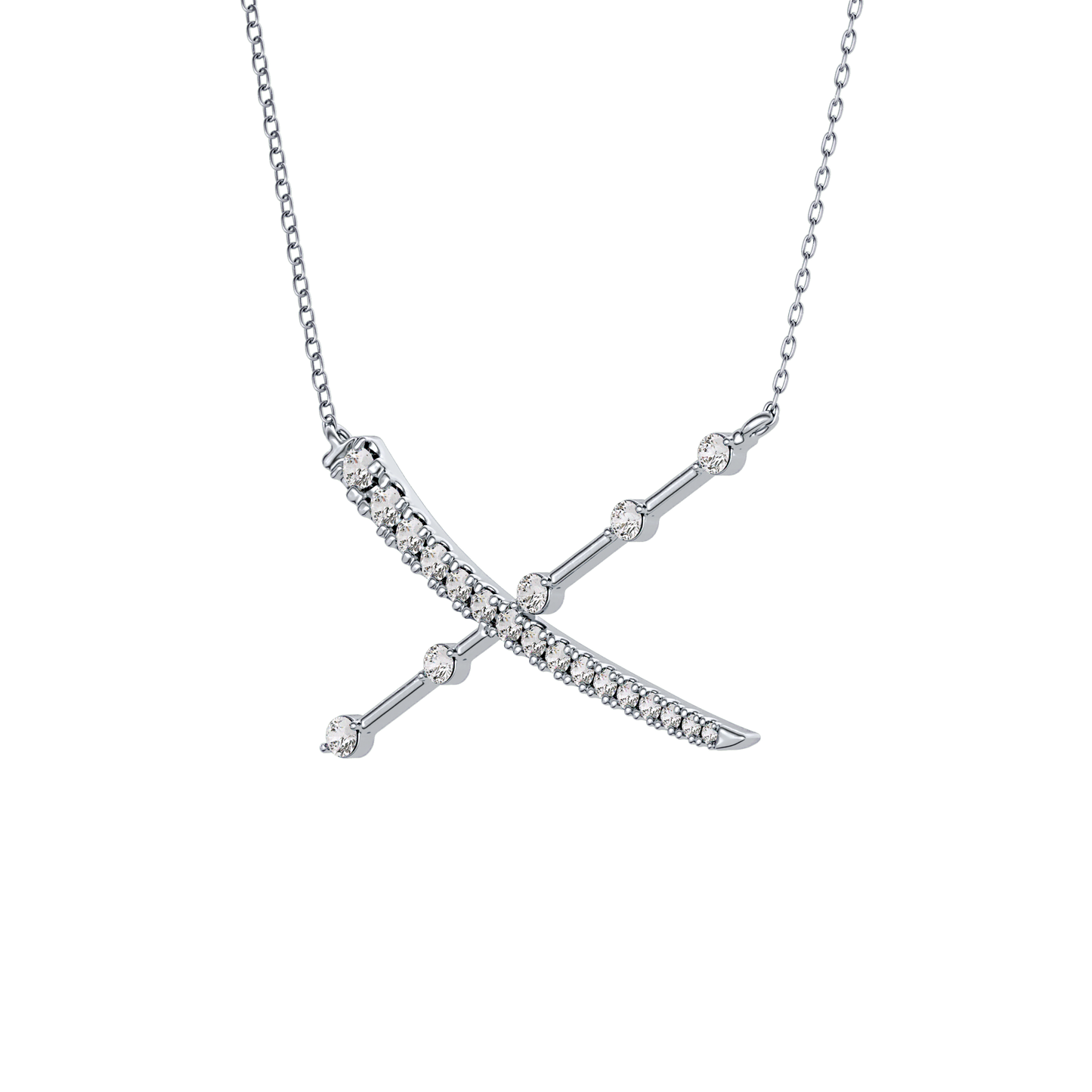 0.34 TCW Round Lab Grown Diamond X Necklace