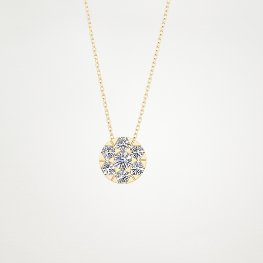0.57 TCW Round Lab Grown Diamond Multi Stone Round Pendant Necklace