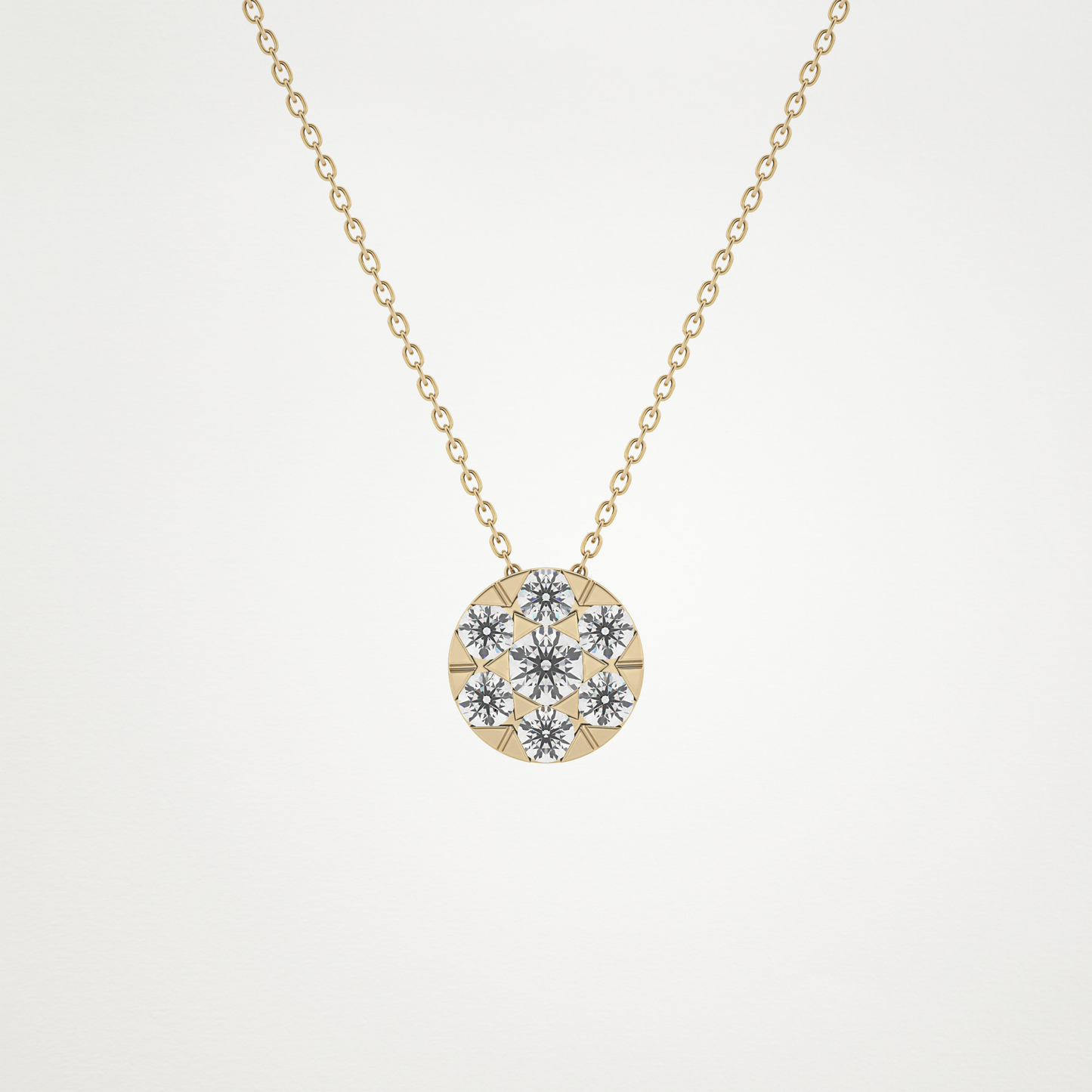 0.57 TCW Round Lab Grown Diamond Multi Stone Round Pendant Necklace