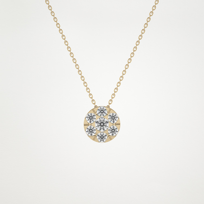 0.57 TCW Round Lab Grown Diamond Multi Stone Round Pendant Necklace