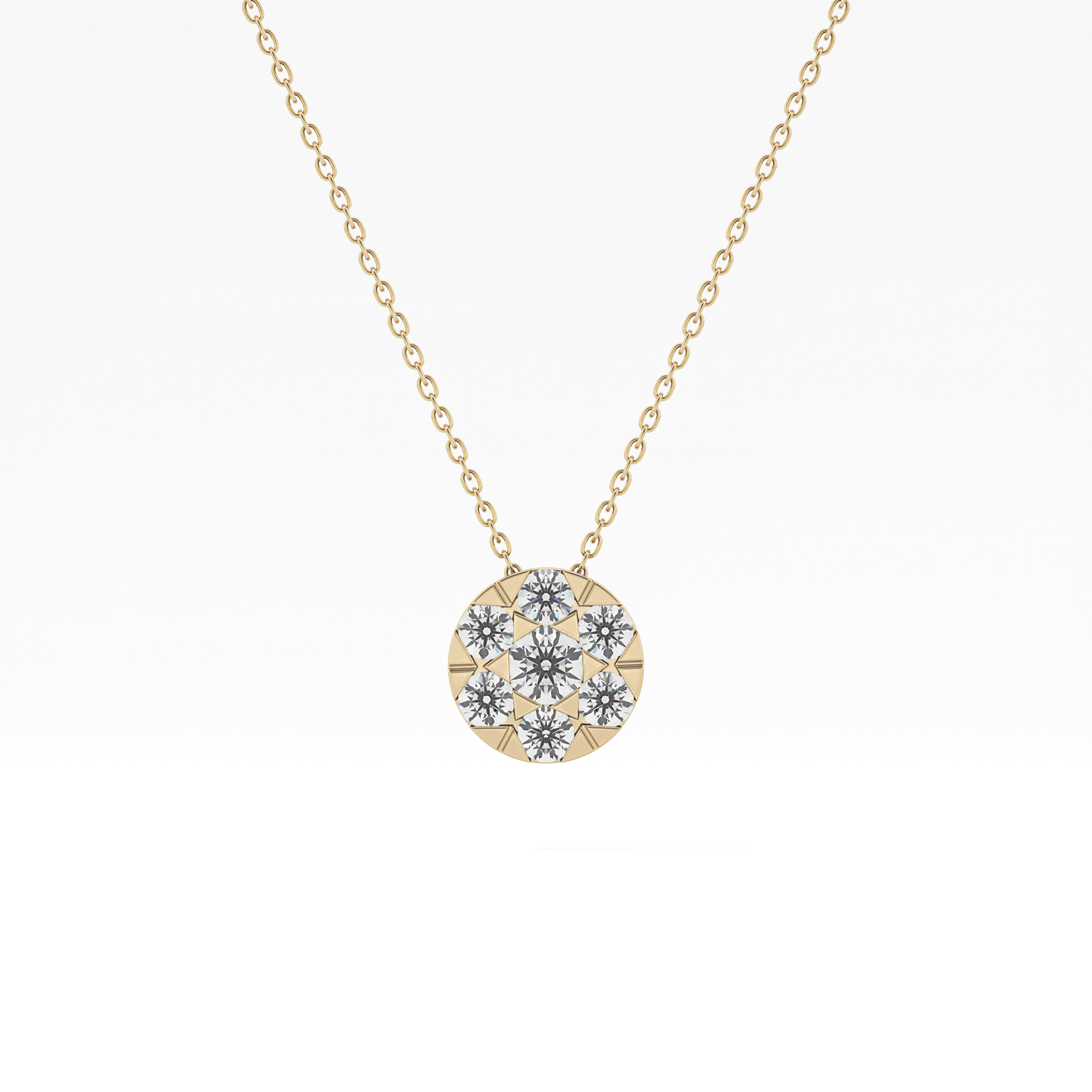 0.57 TCW Round Lab Grown Diamond Multi Stone Round Pendant Necklace