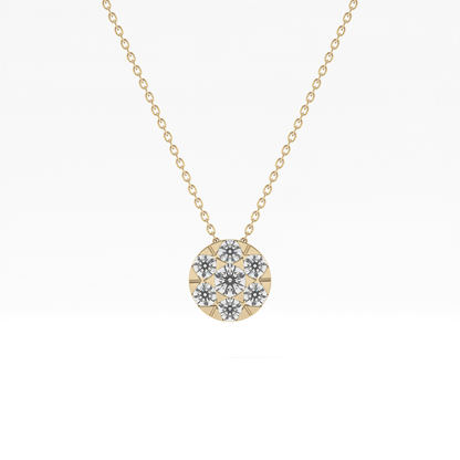 0.57 TCW Round Lab Grown Diamond Multi Stone Round Pendant Necklace