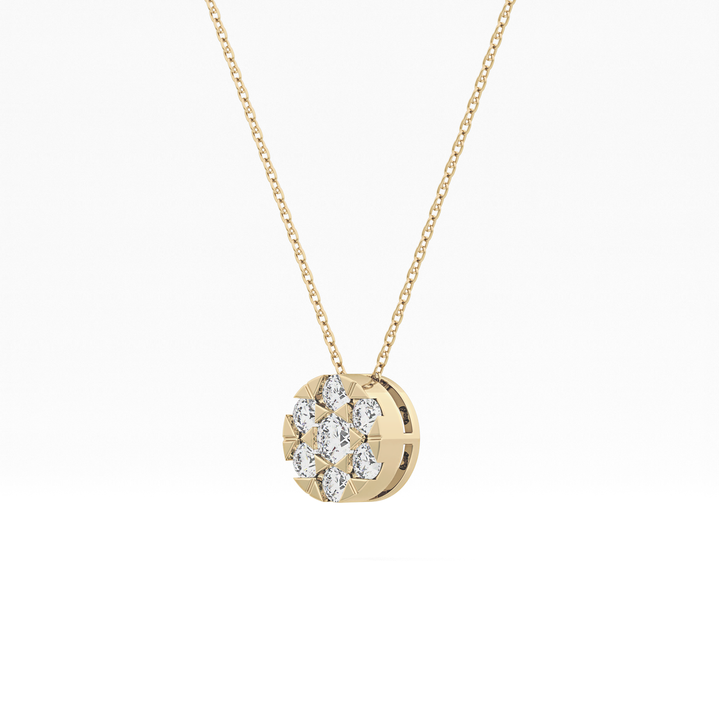 0.57 TCW Round Lab Grown Diamond Multi Stone Round Pendant Necklace