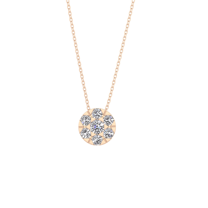0.57 TCW Round Lab Grown Diamond Multi Stone Round Pendant Necklace
