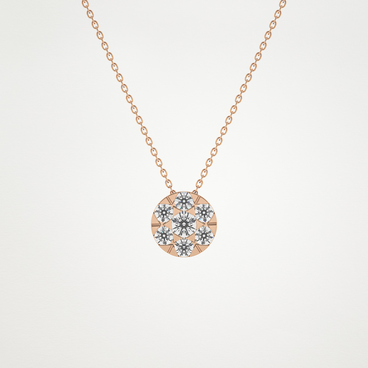 0.57 TCW Round Lab Grown Diamond Multi Stone Round Pendant Necklace