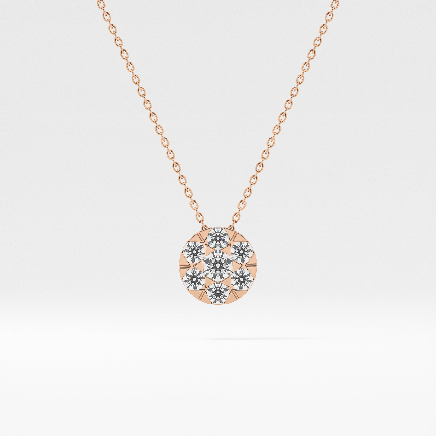 0.57 TCW Round Lab Grown Diamond Multi Stone Round Pendant Necklace