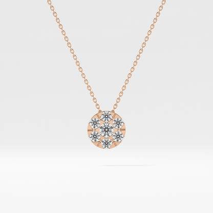 0.57 TCW Round Lab Grown Diamond Multi Stone Round Pendant Necklace
