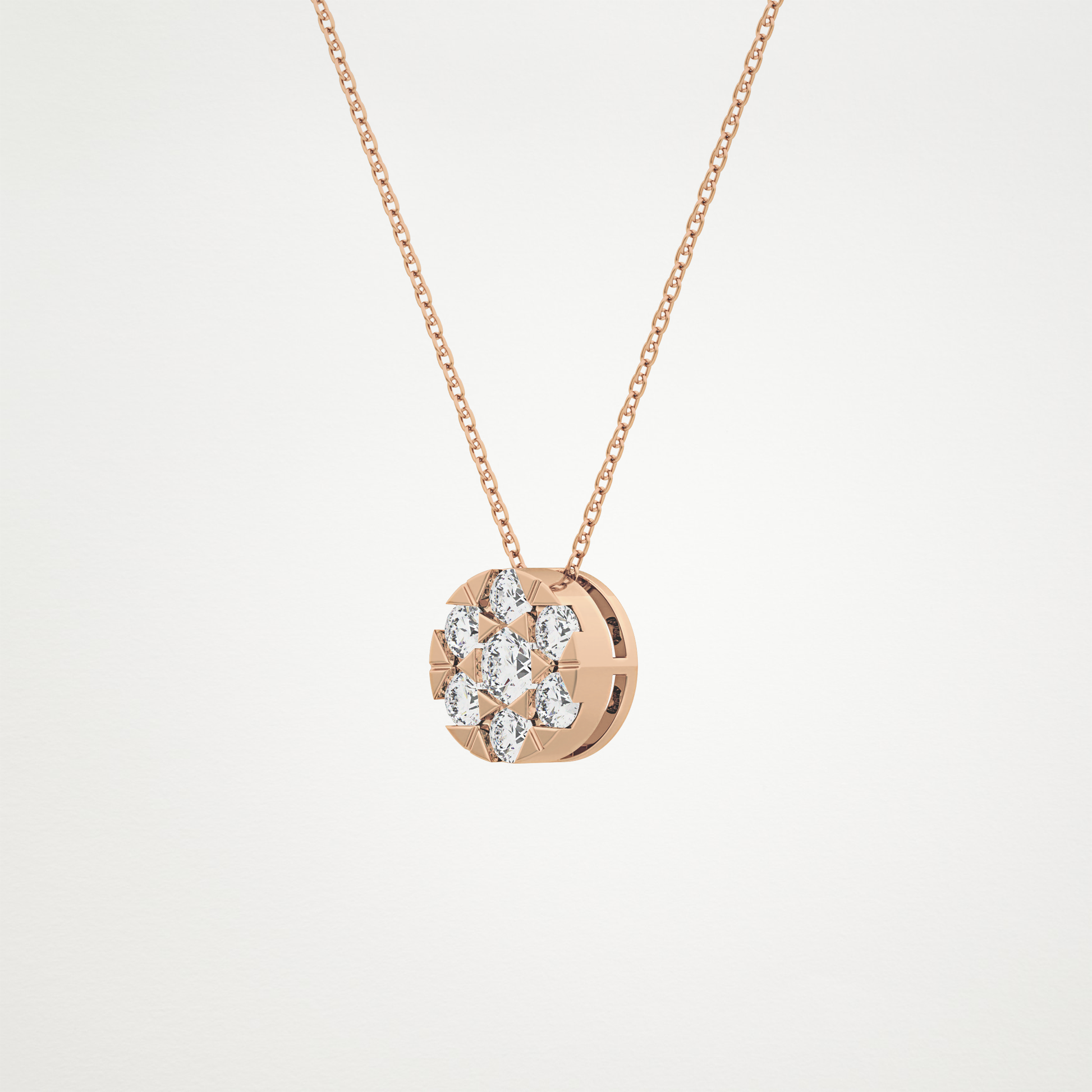 0.57 TCW Round Lab Grown Diamond Multi Stone Round Pendant Necklace