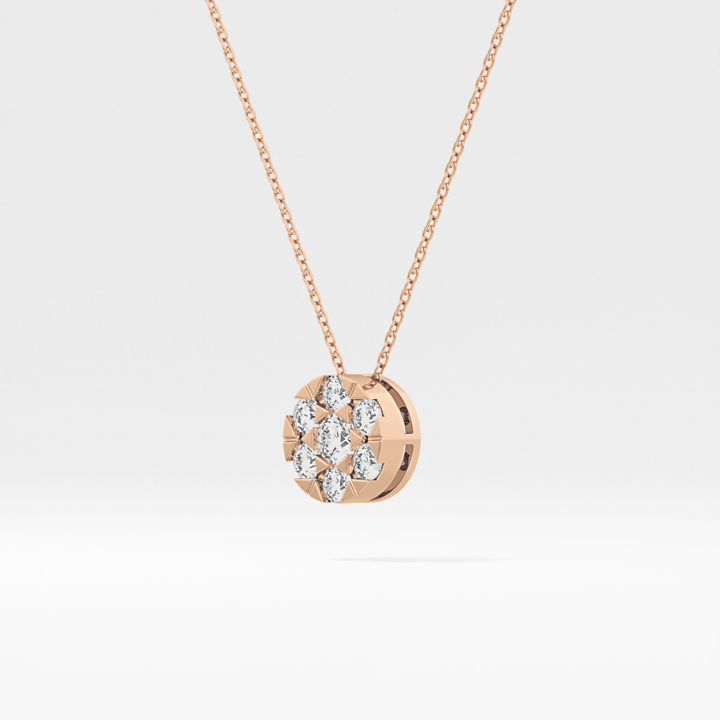 0.57 TCW Round Lab Grown Diamond Multi Stone Round Pendant Necklace