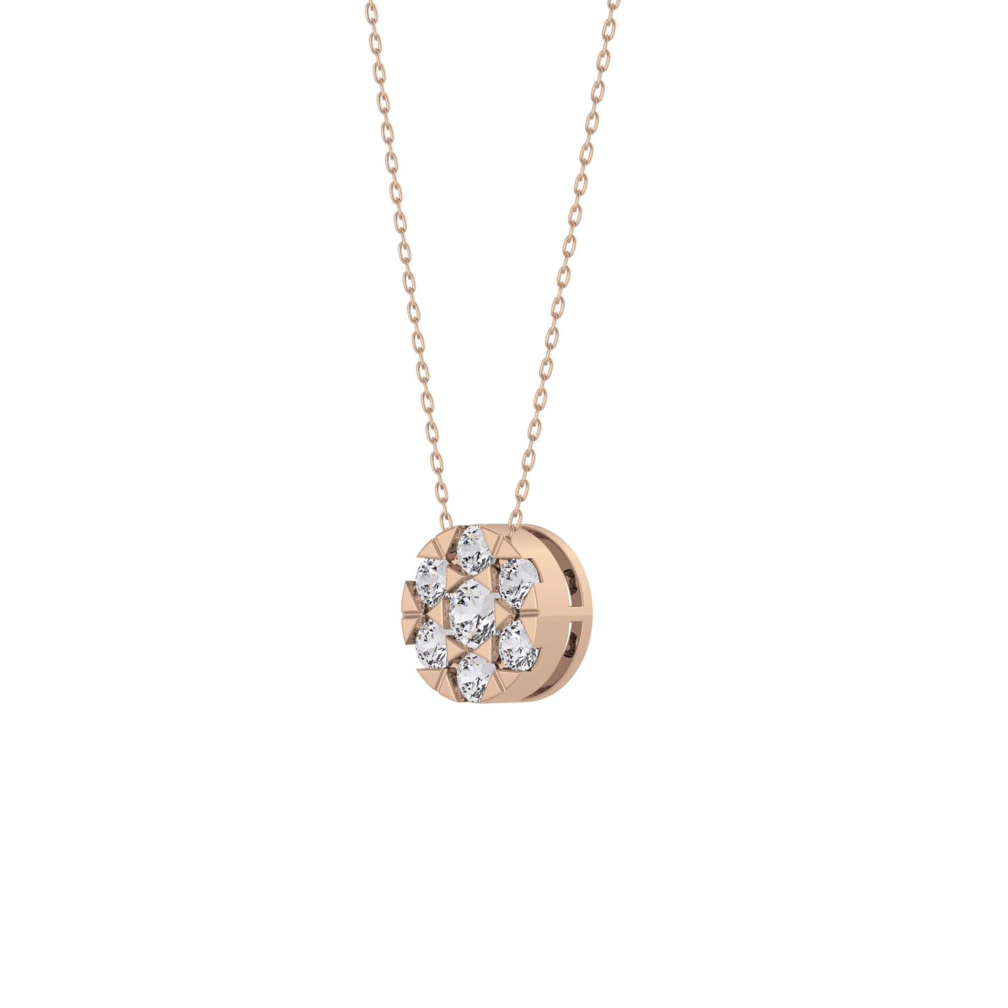 0.57 TCW Round Lab Grown Diamond Multi Stone Round Pendant Necklace