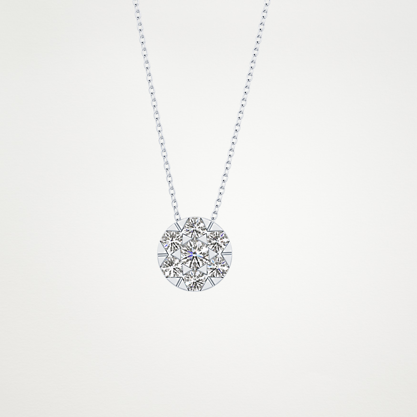 0.57 TCW Round Lab Grown Diamond Multi Stone Round Pendant Necklace