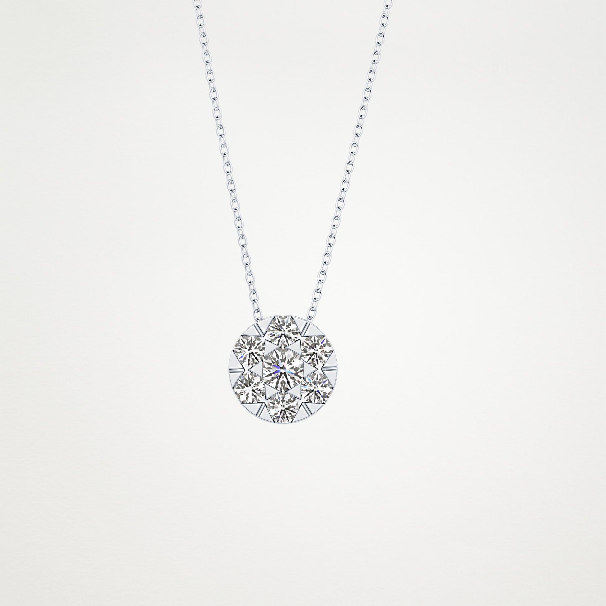 0.57 TCW Round Lab Grown Diamond Multi Stone Round Pendant Necklace