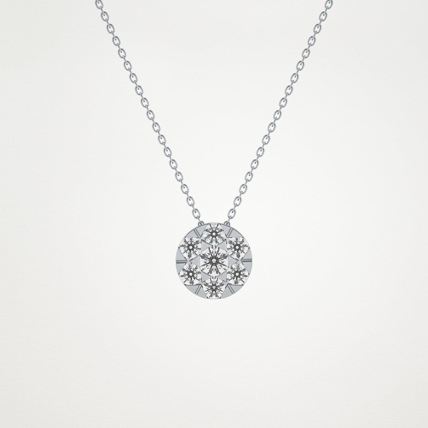 0.57 TCW Round Lab Grown Diamond Multi Stone Round Pendant Necklace