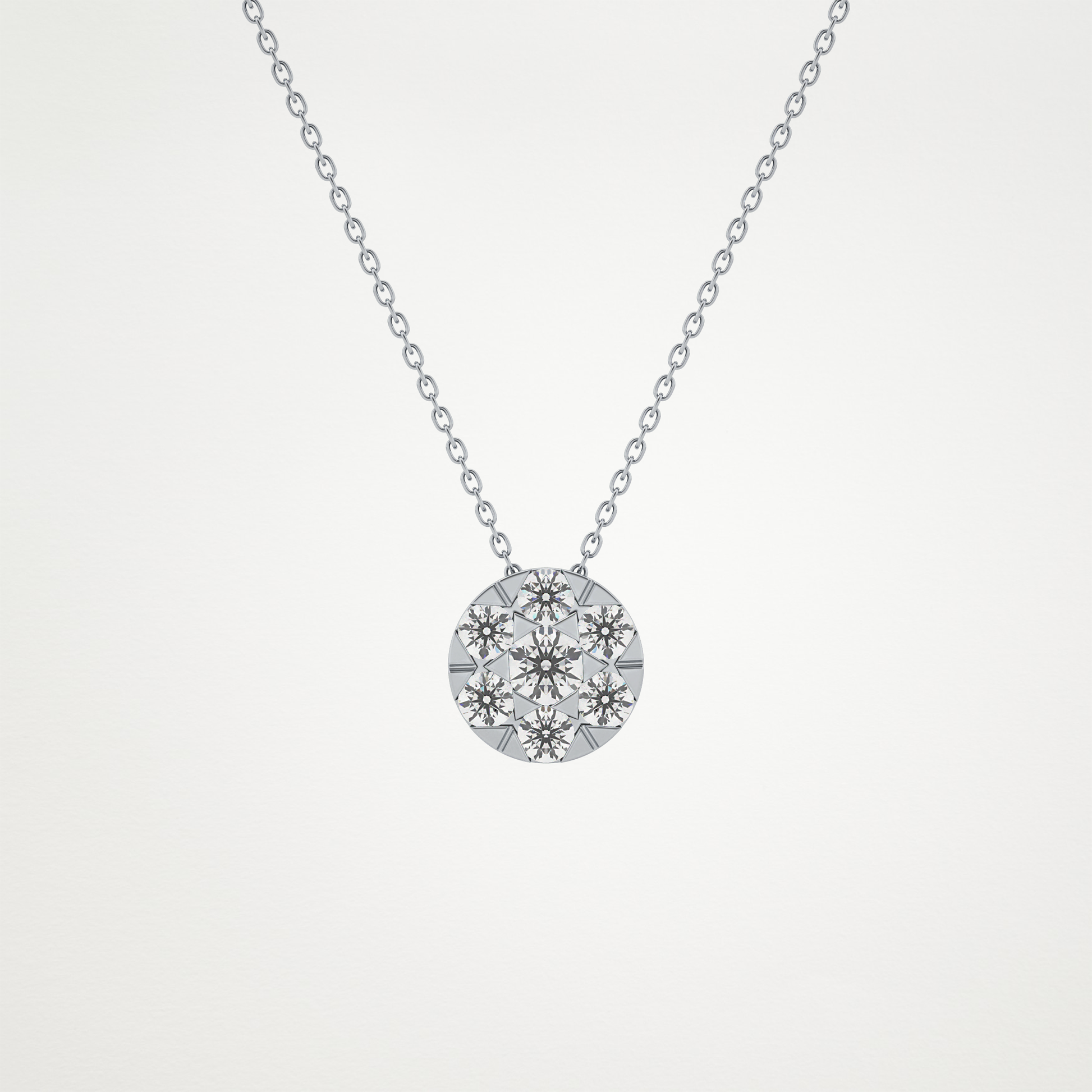 0.57 TCW Round Lab Grown Diamond Multi Stone Round Pendant Necklace