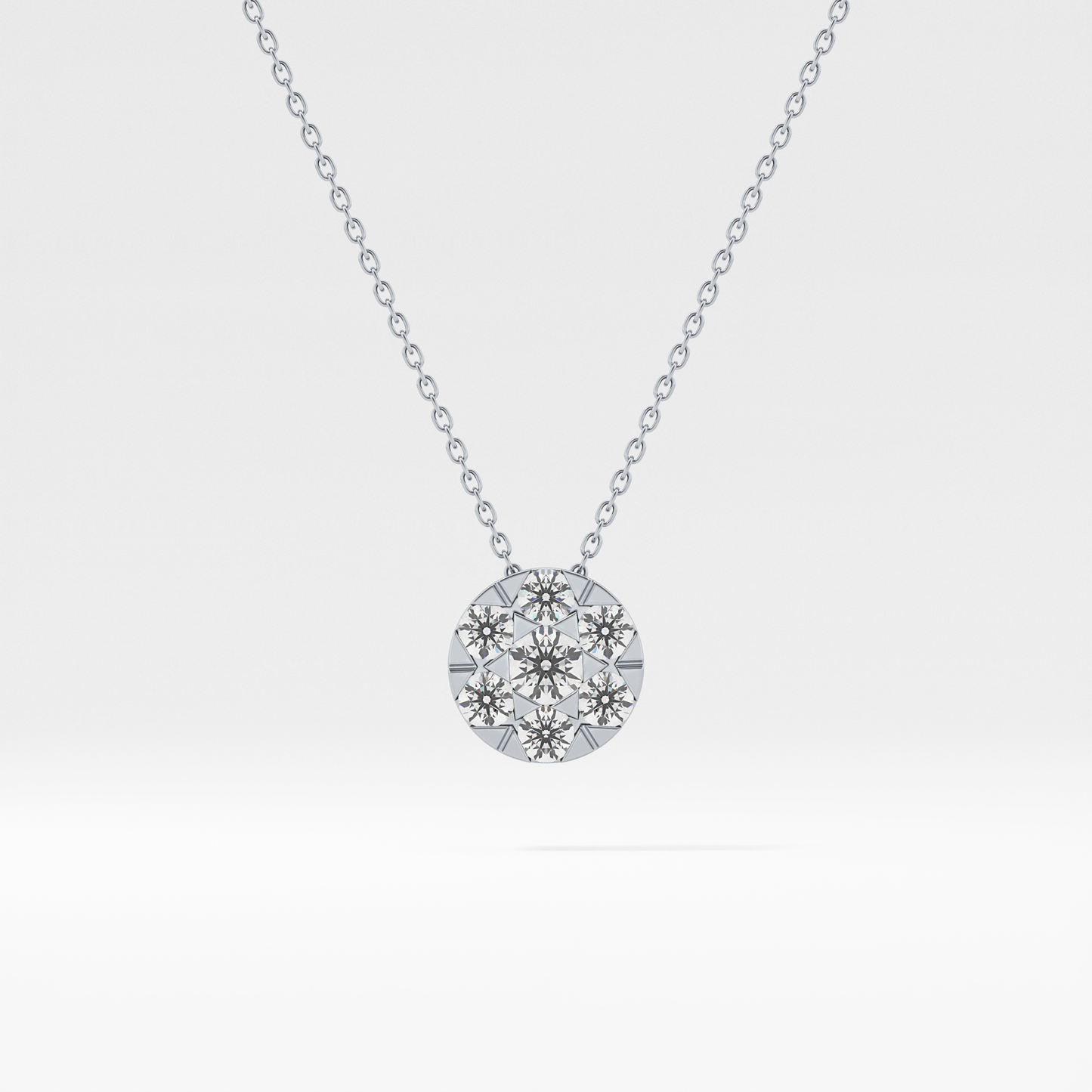 0.57 TCW Round Lab Grown Diamond Multi Stone Round Pendant Necklace