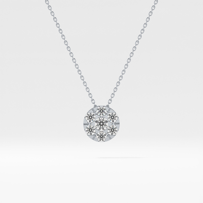 0.57 TCW Round Lab Grown Diamond Multi Stone Round Pendant Necklace