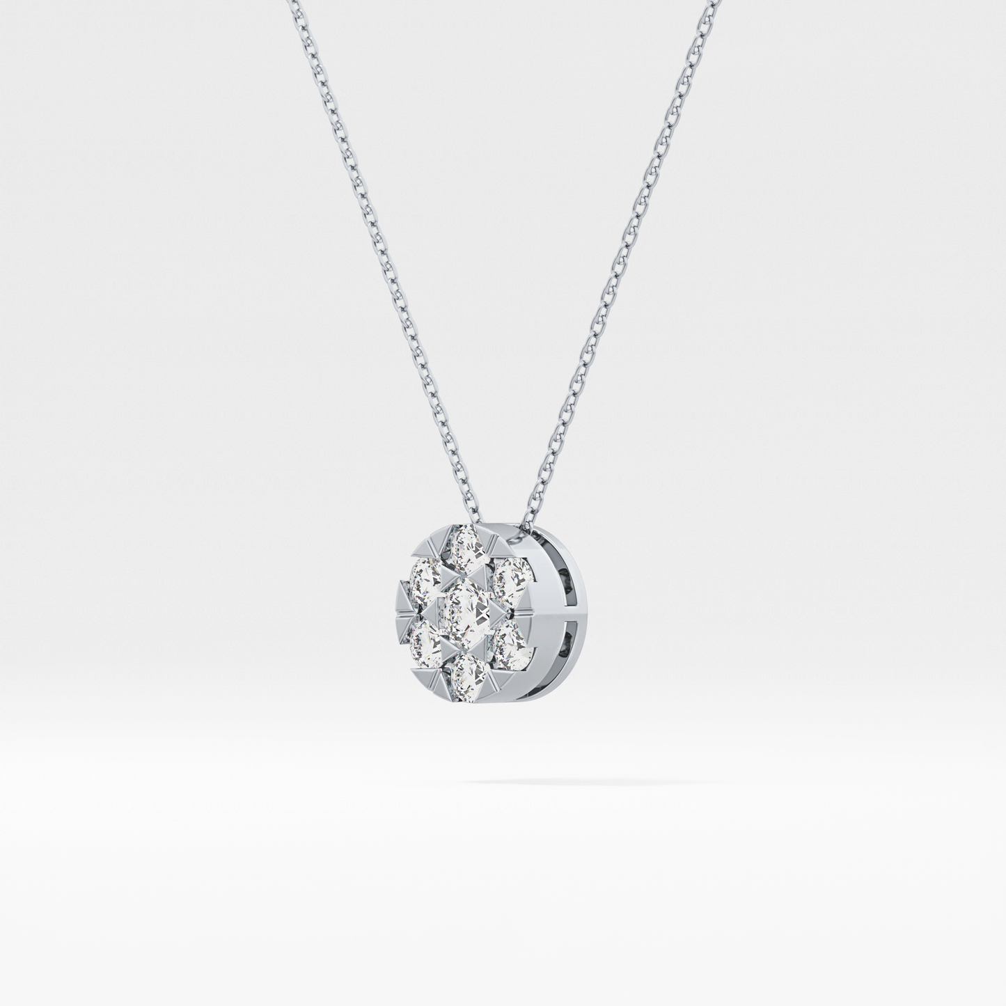 0.57 TCW Round Lab Grown Diamond Multi Stone Round Pendant Necklace